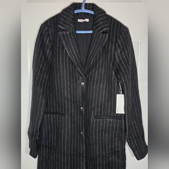 Reformation Wayne Coat Pinstripe Heavyweight Long Large - Picture 4 of 8